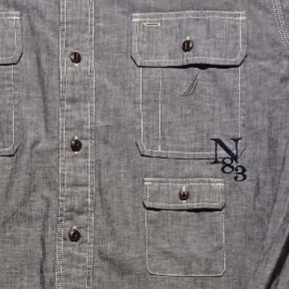 NAUTICA Mens N83 Long Sleeve Chambray Shirt - Picture 6 of 6